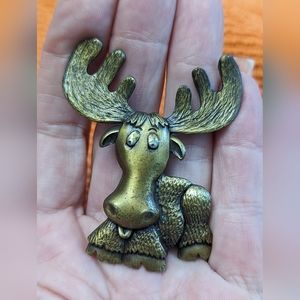 J.J. Jonette Moose Brooch, Brass Tone